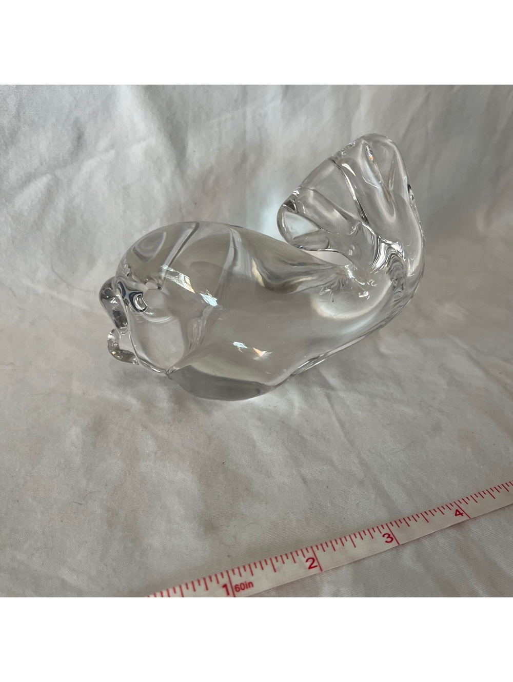 Vintage Vilca Italy Crystal Whale Paperweight Clear Art Glass Figurine